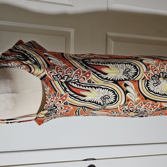 New York & Co. Vtg Y2K Paisley Print Spaghetti Strap Dress. Size 12 Cowl Neck. - Picture 5 of 7